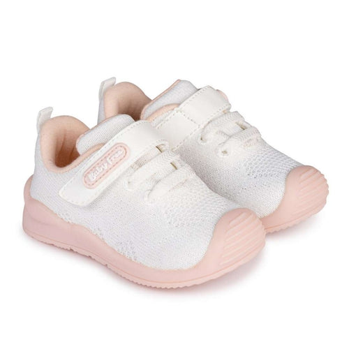 Sapatilha BabyFree Barefoot Branca e Rosa