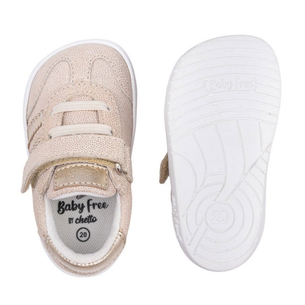 BabyFree Barefoot Shoes Beige (Gold) with elastic laces