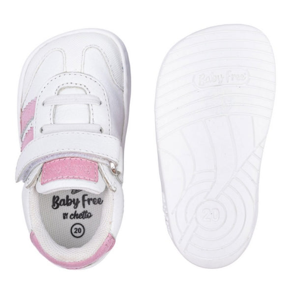 BabyFree Barefoot Sneakers White with Elastics