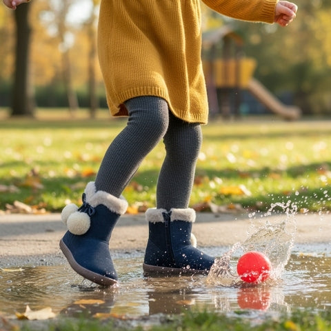 Chetto Barefoot Botas Impermeables - Azul con pompón