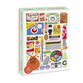 Caixa do puzzle Happily "In the 70's" de 1000 peças, com design nostálgico e vibrante, mostrando a ilustração e o formato da embalagem.