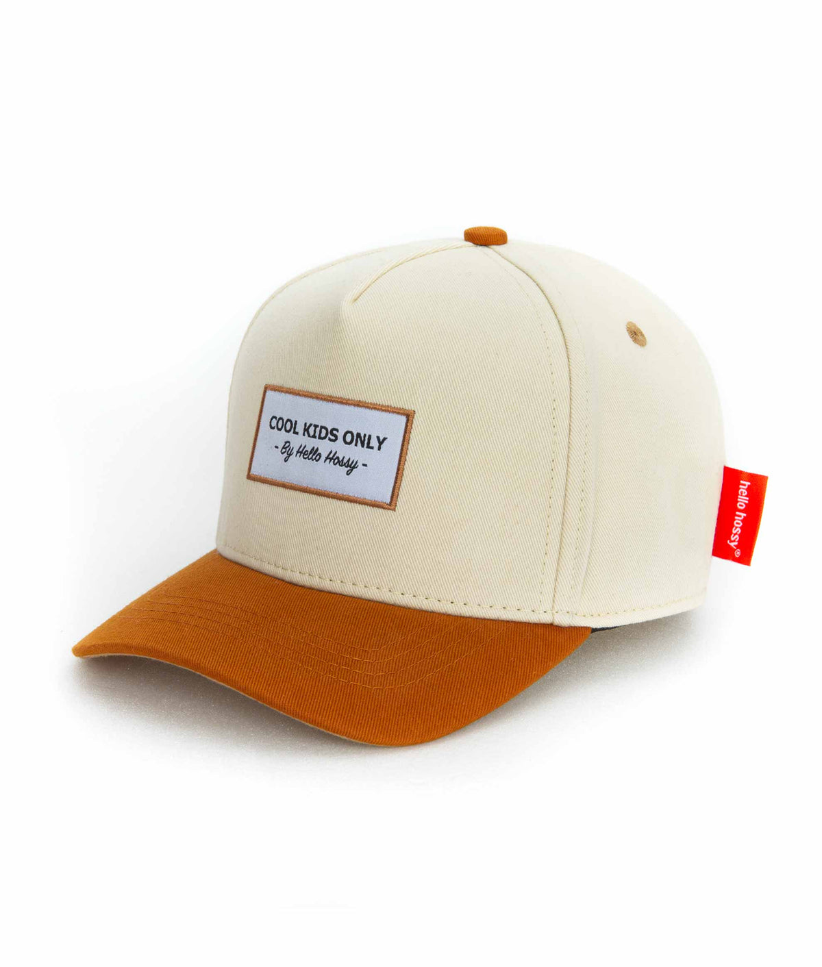 Boné trucker Hello Hossy Mini Beige com rede atrás, aba curva e fecho ajustável, imagem 1