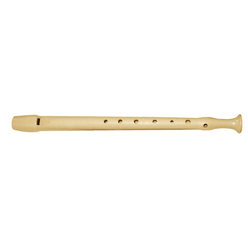 Flauta escolar Fegol de bisel em plástico de cor bege, apresentada individualmente sobre um fundo branco.