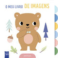 Capa do livro interativo "O Meu Livro de Imagens" da YoYoBooks, com um urso castanho rodeado por elementos da natureza e uma aba de categoria "animais".