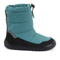 Bota barefoot Froddo UP SNOW TEX em azul petróleo, impermeável e de cano alto para neve, vista de perfil