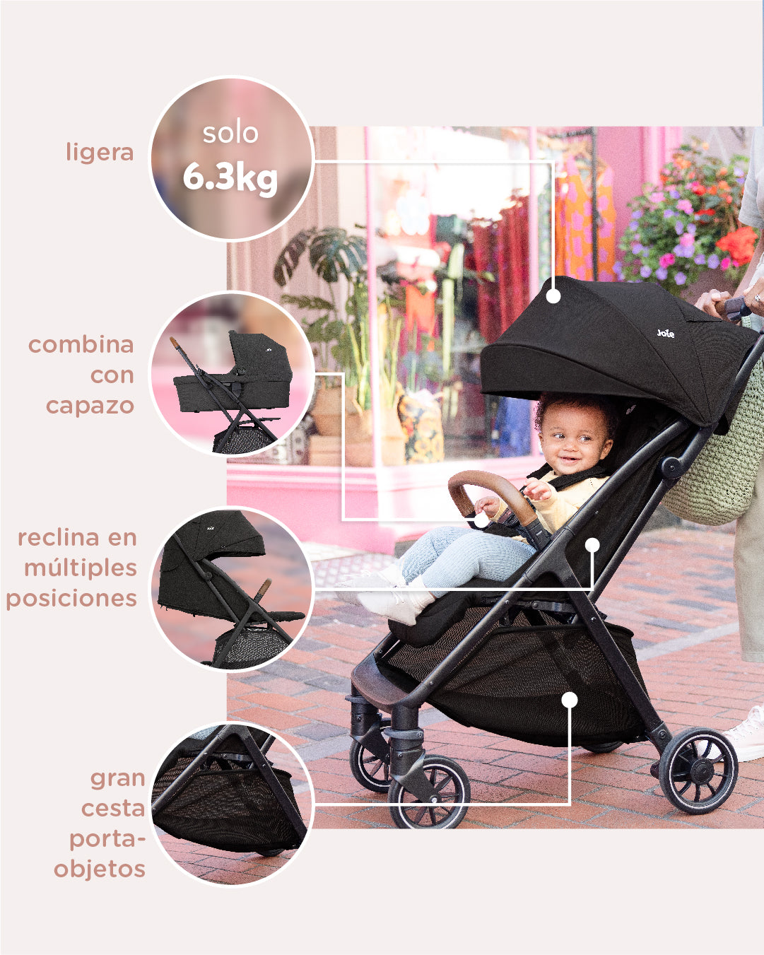 Joie Carrinho de passeio compacto Pact PRO até aos 22kg