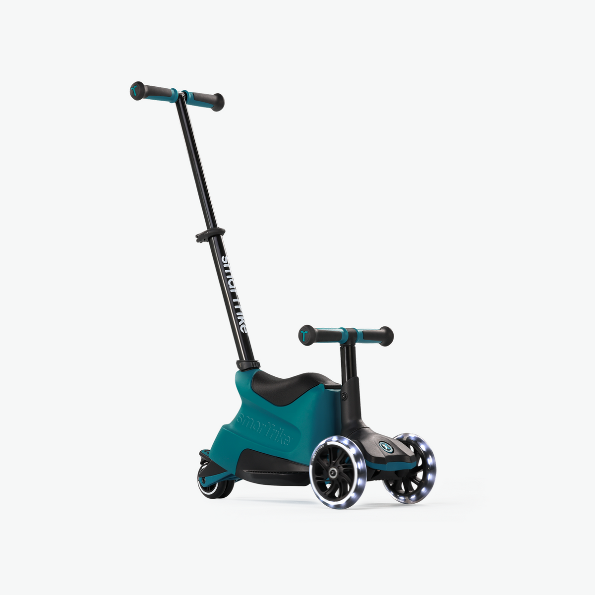 Smartrike XTEND Scooter Ride-On Verde Azulado com assento, vista de frente