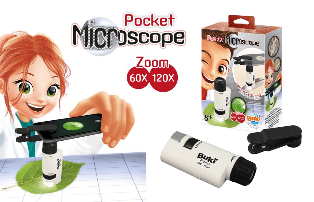 Buki Microscópio de bolso 120x com adaptador