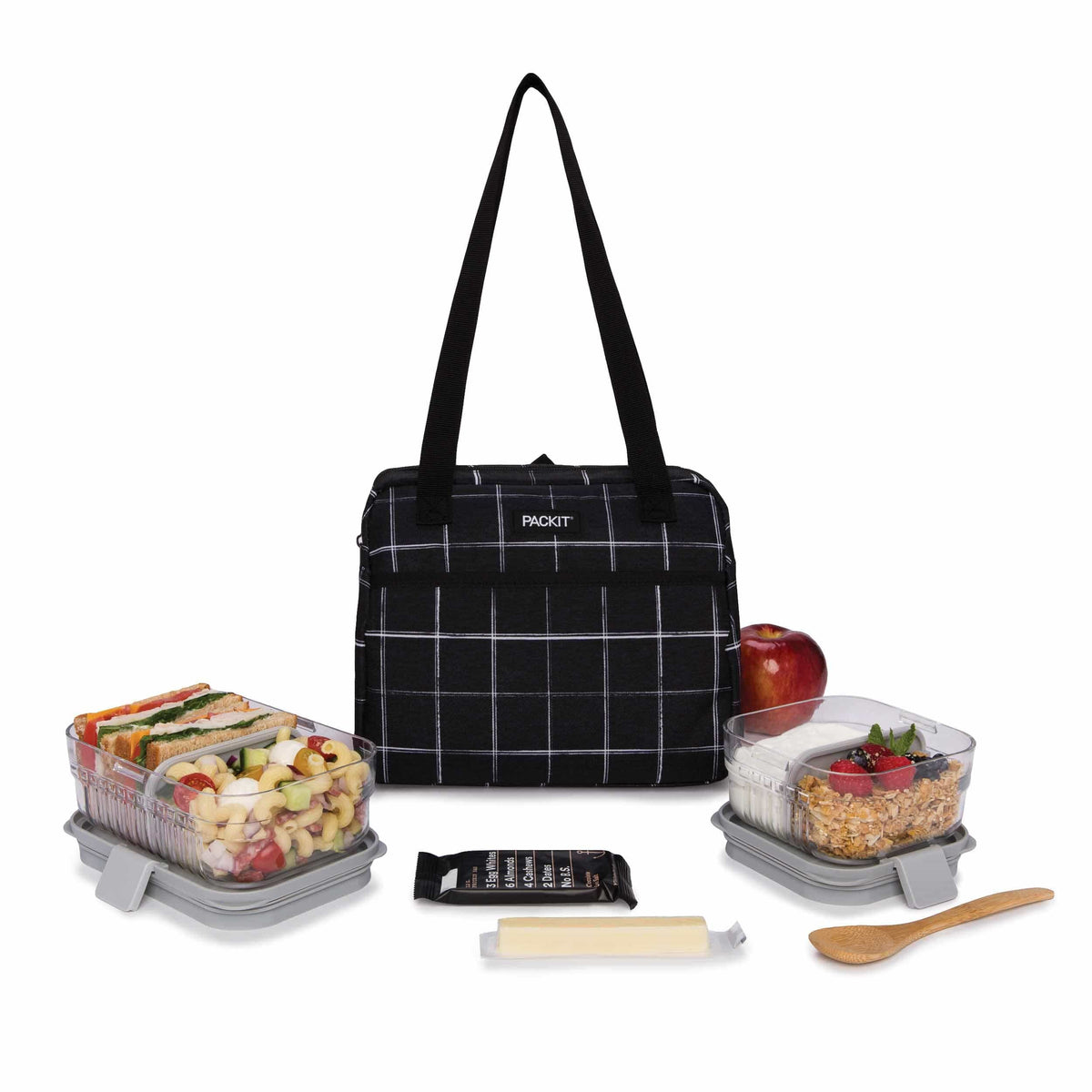 Packit Bolsa lancheira térmica - Hampton Lunch Bag Black Grid
