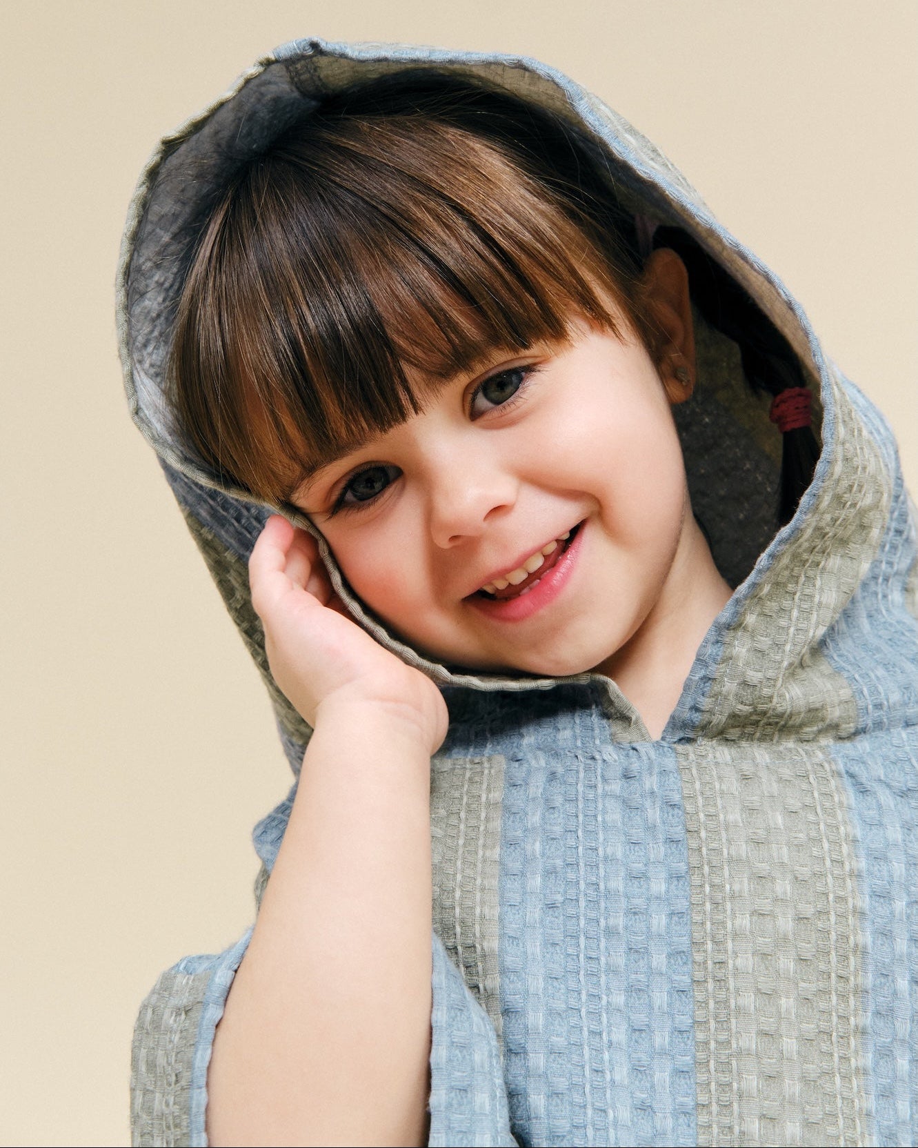 MolisandCo Poncho de banho Khaki & Blue Stripes