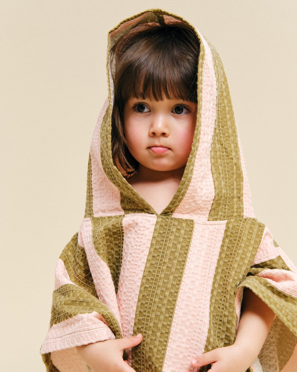 MolisandCo Poncho de banho Khaki & Rose Stripes