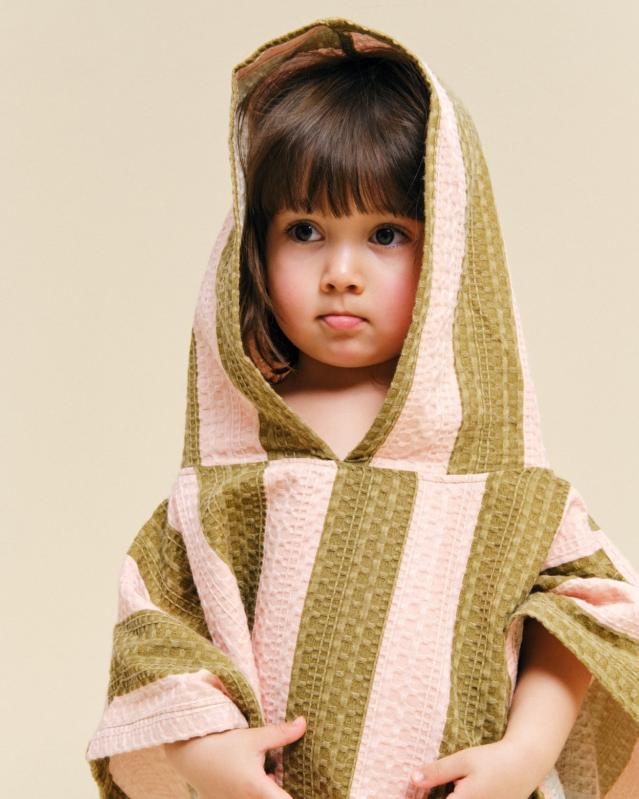 MolisandCo Poncho de banho Khaki & Rose Stripes