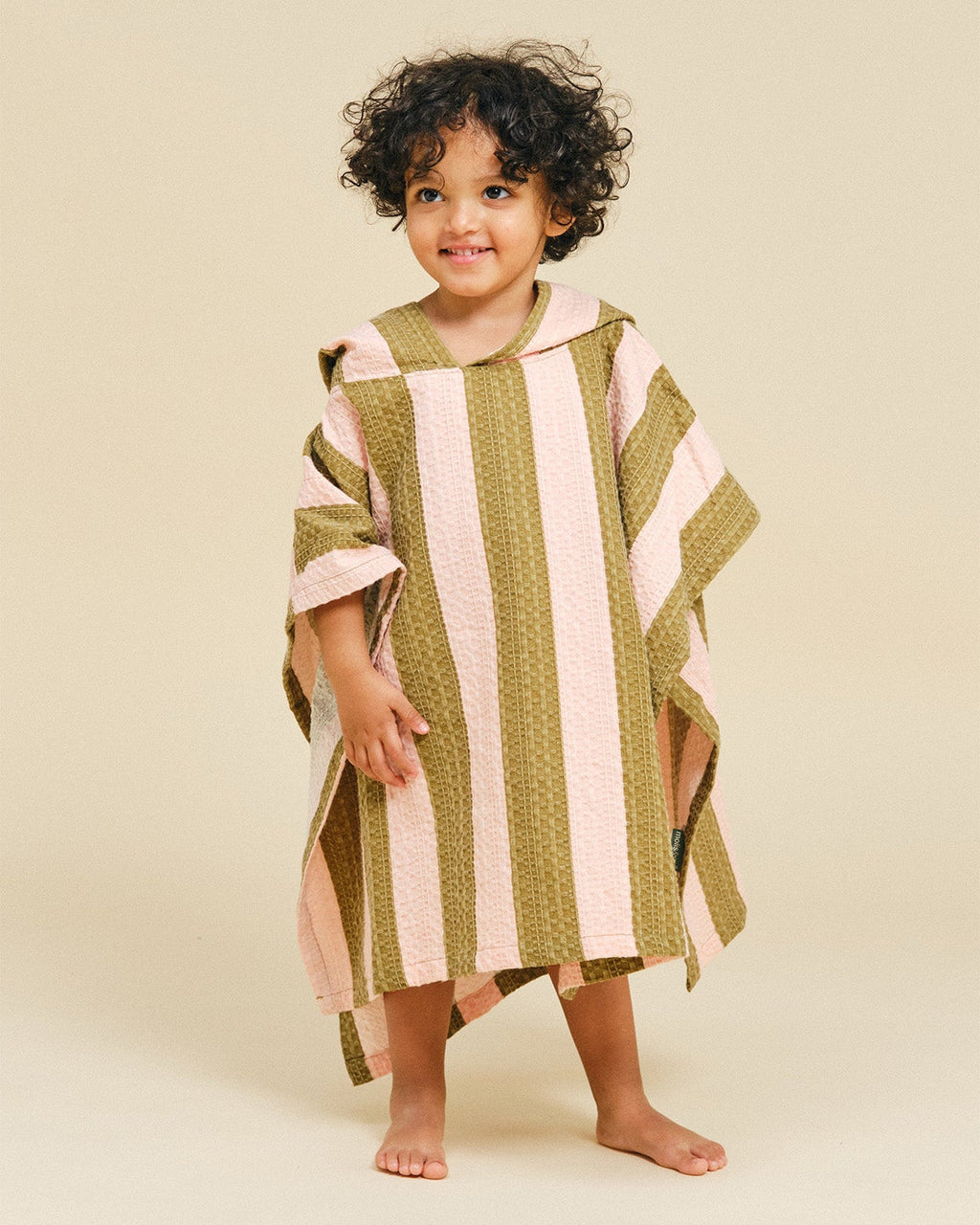 MolisandCo Poncho de banho Khaki & Rose Stripes