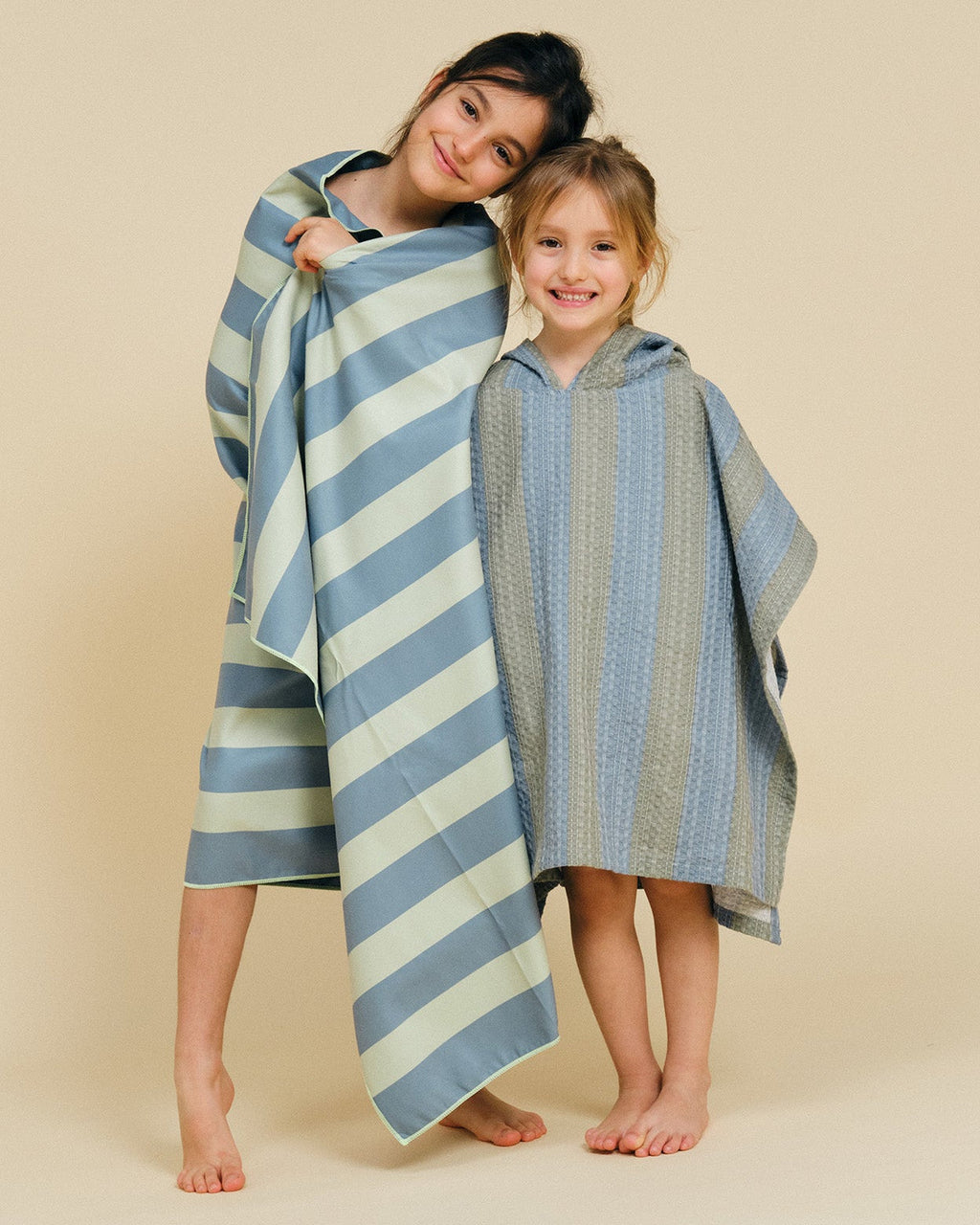 MolisandCo Poncho de banho Khaki & Blue Stripes