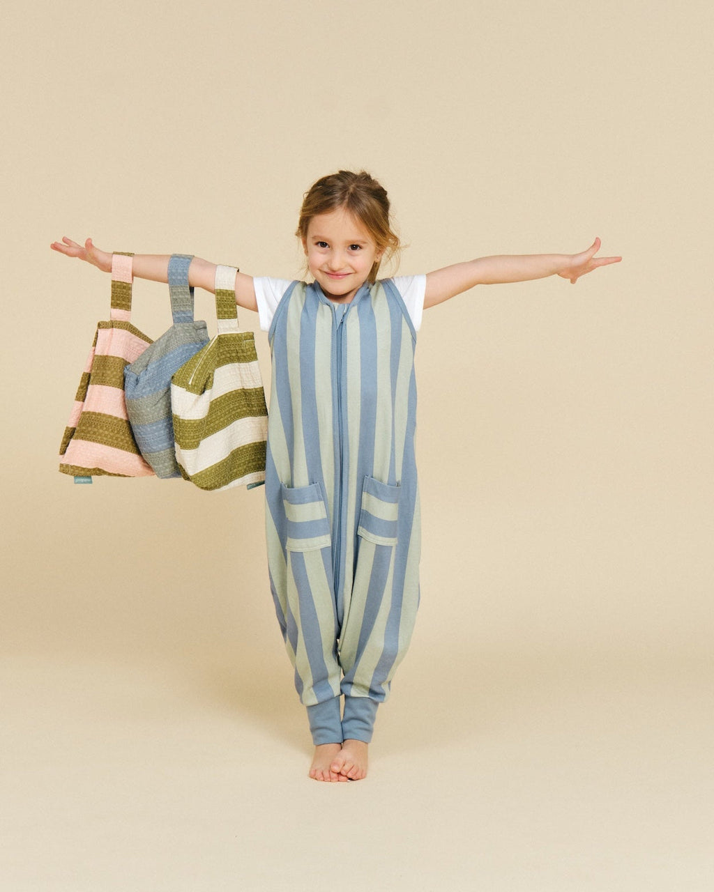 MolisandCo Necessaire Khaki & Cream Stripes