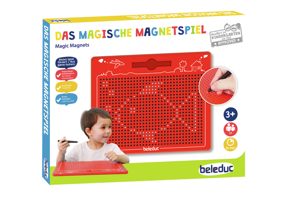 Quadro magnético de desenho Beleduc com caneta magnética e esferas que aparecem ao desenhar