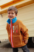 Veste polar Hello Hossy Blue Camel com forro polar, fecho de correr e bolso no peito, foto 1
