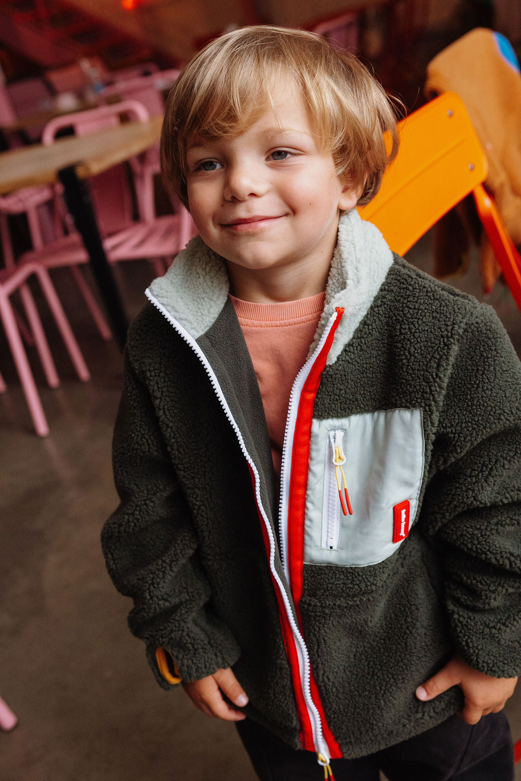 Veste polar Hello Hossy Fluffy Forest com forro polar, fecho de correr e bolso no peito, foto 8