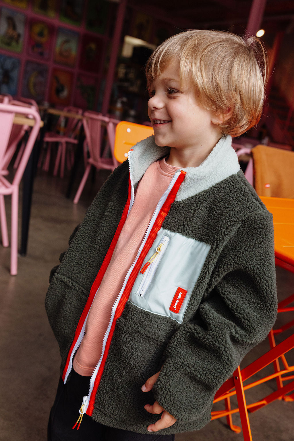 Veste polar Hello Hossy Fluffy Forest com forro polar, fecho de correr e bolso no peito, foto 1