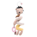 Kikkaboo Espiral Vertical Hedge Hugs, um brinquedo de atividades macio em tons pastel de bege, amarelo e rosa, com um personagem de ouriço e mordedor rosa.