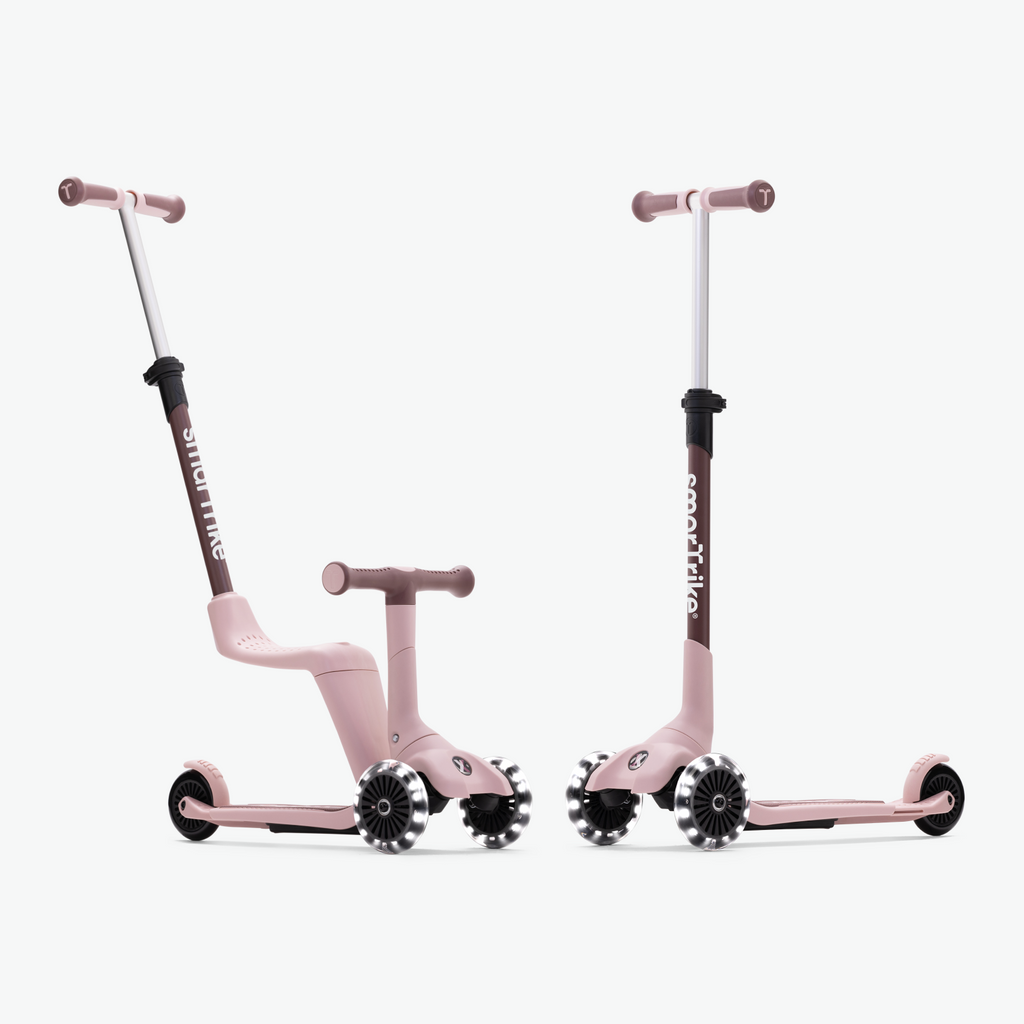 Smartrike XTEND Mini-Ride Rosa em modo andarilho e em modo trotinete