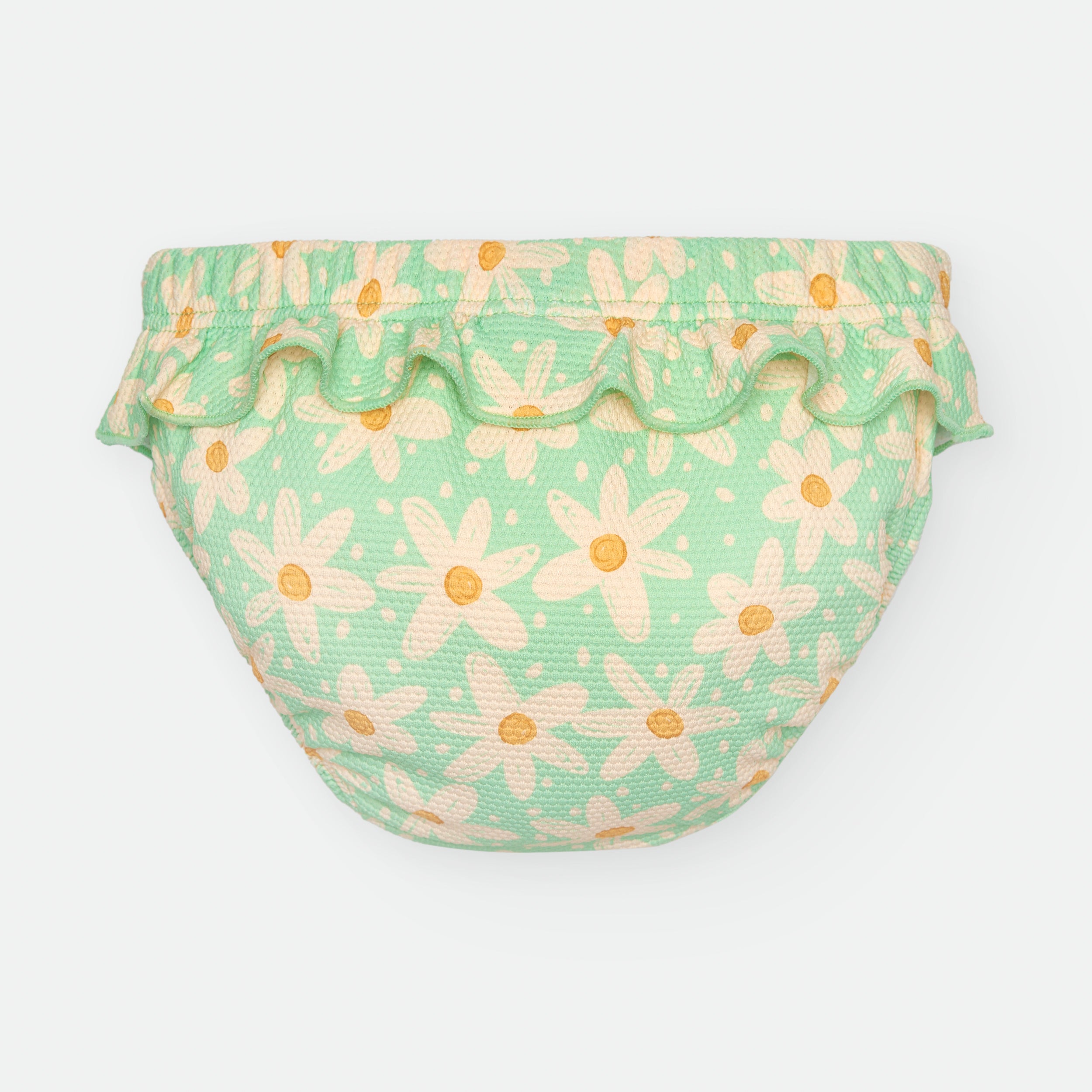 Waterlemon Cueca/Fralda de Praia - Piscina Verde com Margaridas - folhos