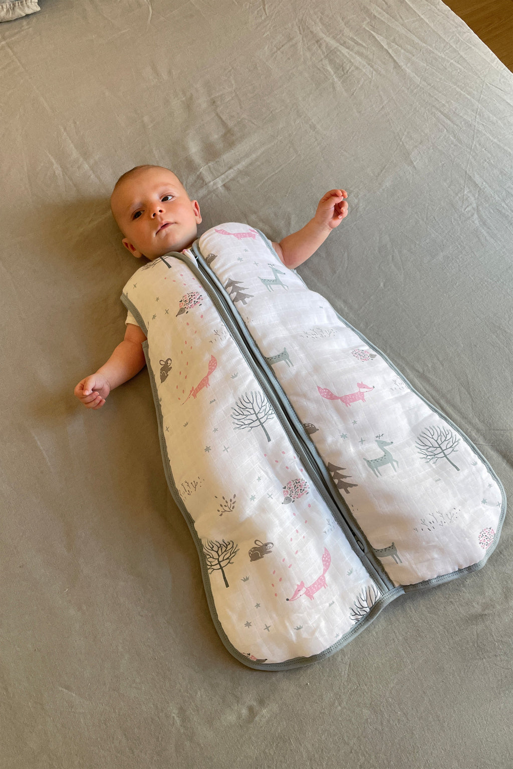 MolisandCo saco de dormir sem pés TOG 2.5 Cotton muslin - Forest