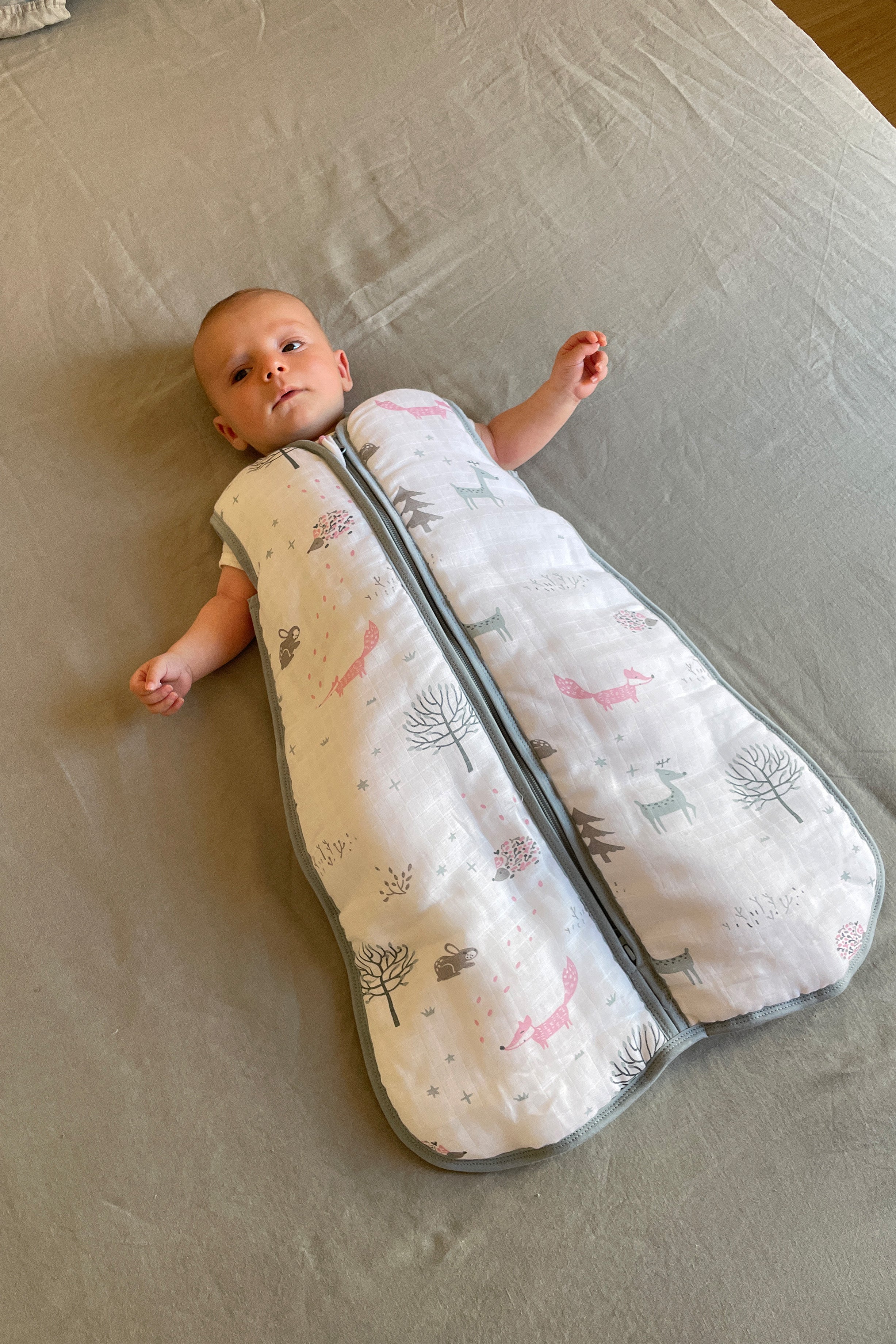 MolisandCo saco de dormir sem pés TOG 2.5 Cotton muslin - Forest