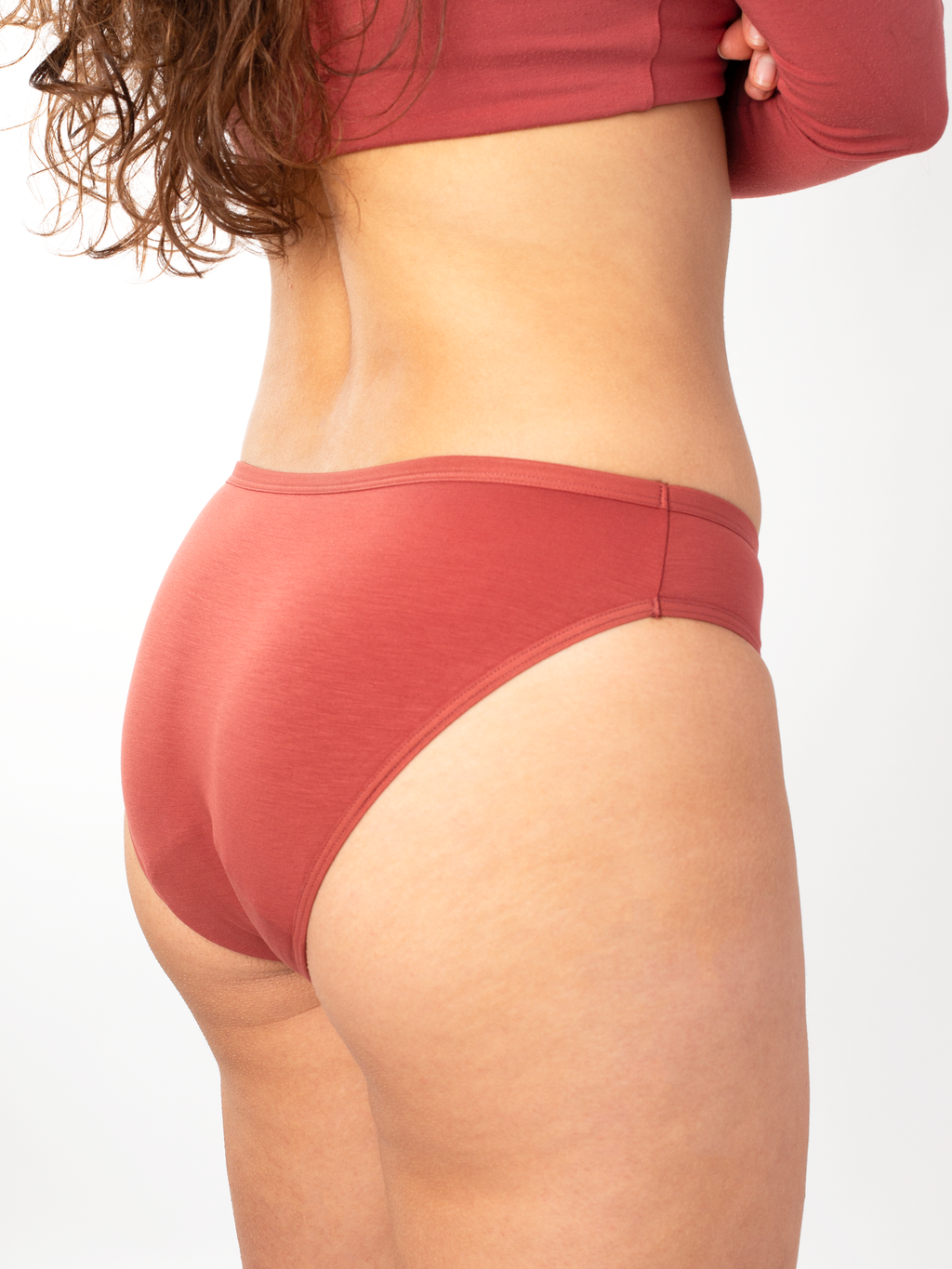 AllMatters Tencel cueca menstrual de cintura média terracota