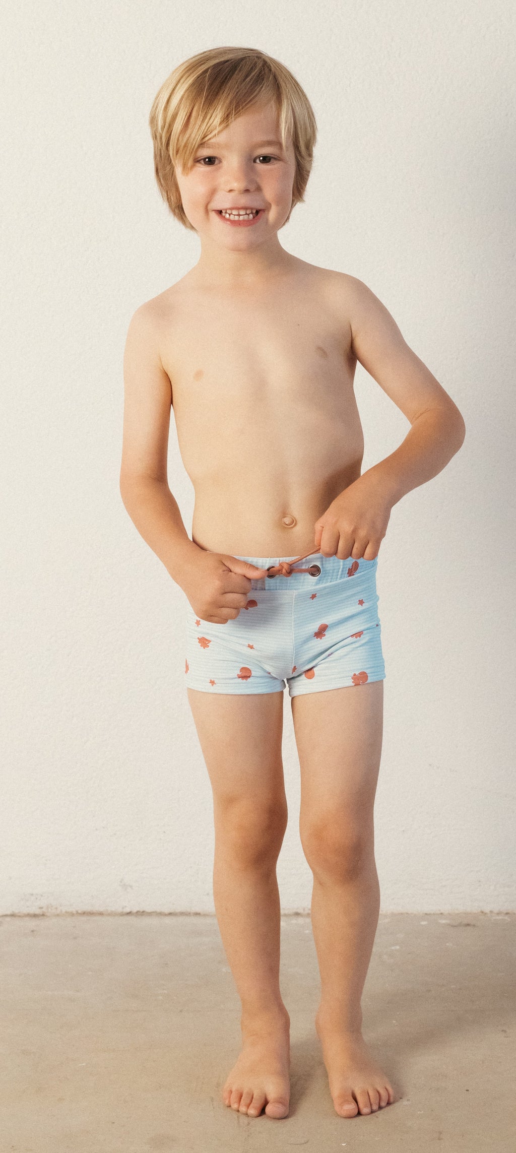 Waterlemon Boxer praia lycra - Piscina Azul com polvo