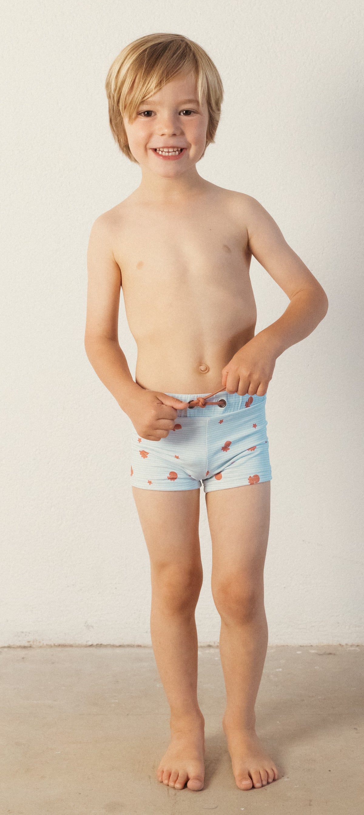 Waterlemon Boxer praia lycra - Piscina Azul com polvo