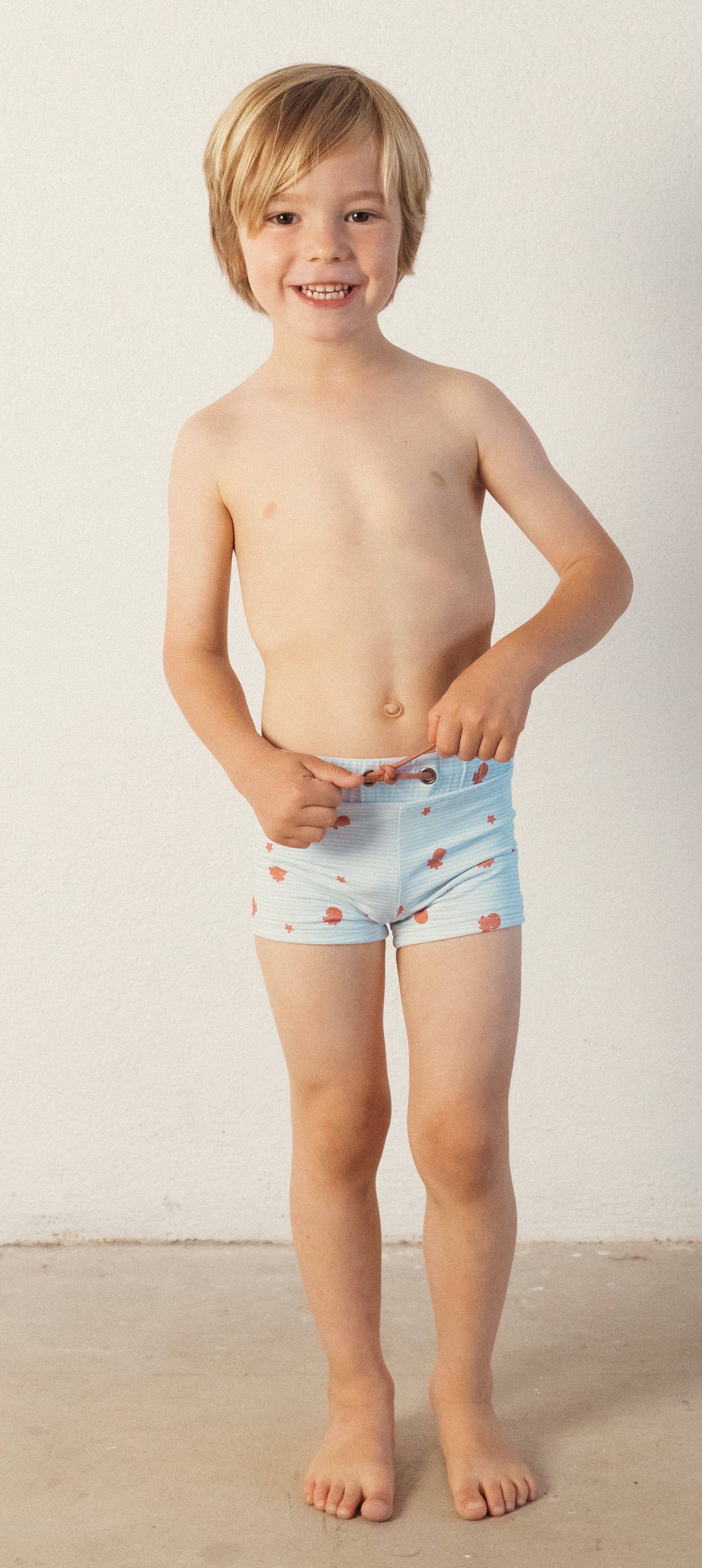 Waterlemon Boxer praia lycra - Piscina Azul com polvo