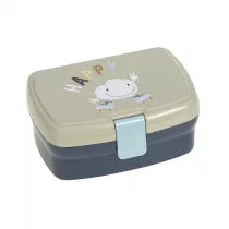 Lassig lancheira Lunchbox Happy Cloud fechada, com design de nuvem sorridente e 'HAPPY' no topo.