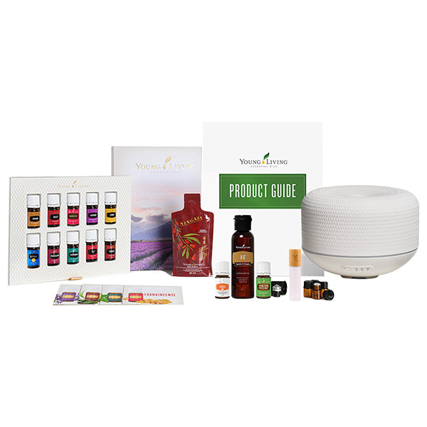 Kit Inicial Young Living com Difusor Macaron e 12 óleos essenciais