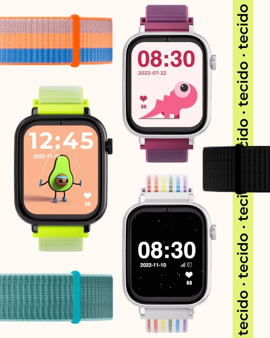 SaveWatch Plus Relógio com GPS e chamada pulseira tecido +8 anos