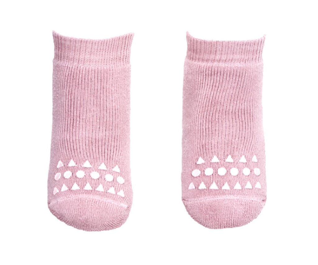 Pack de 3 pares de meias antiderrapantes GoBabyGo em algodão, cor rosa claro, para bebé