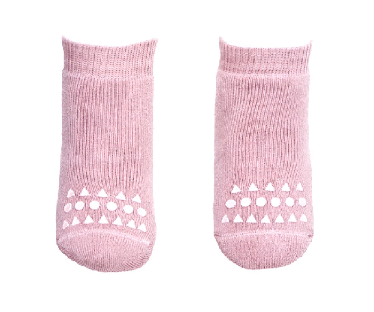 Pack de 3 pares de meias antiderrapantes GoBabyGo em algodão, cor rosa claro, para bebé