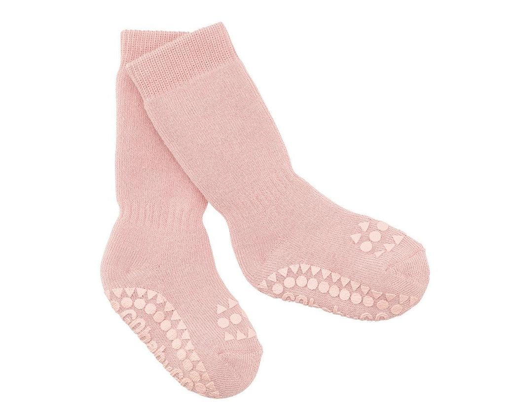 Pack de 3 pares de meias antiderrapantes GoBabyGo em algodão, cor rosa claro, para bebé