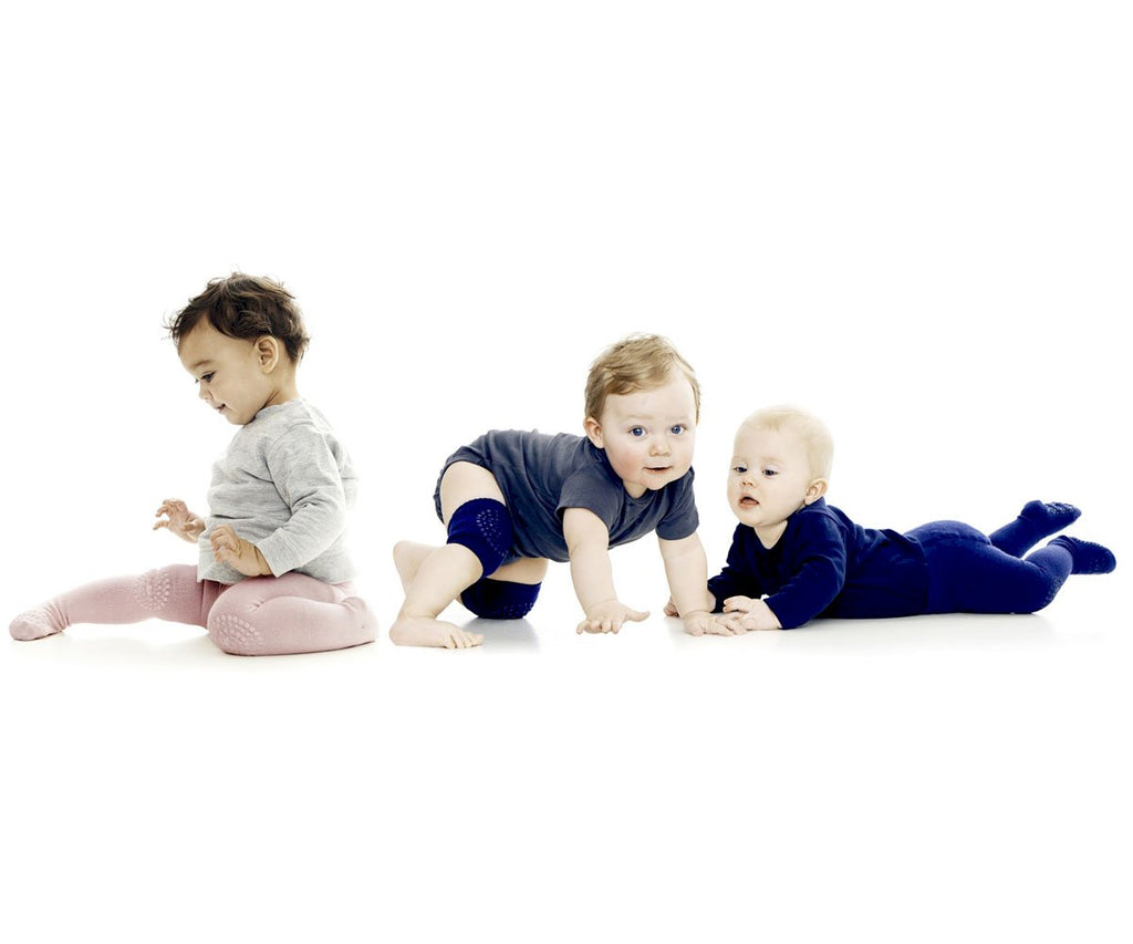 Pack de 3 pares de meias antiderrapantes GoBabyGo em algodão, cor rosa claro, para bebé
