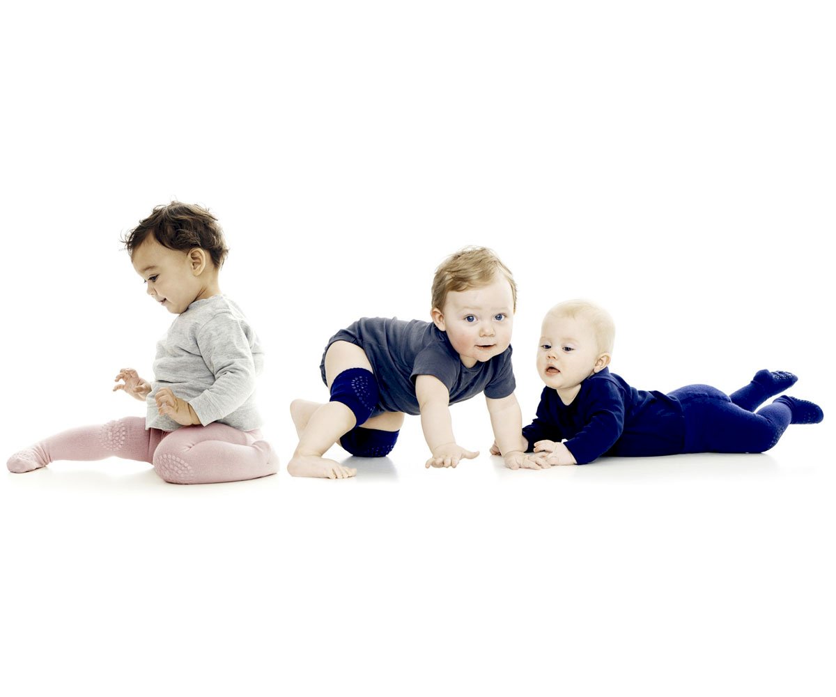 Pack de 3 pares de meias antiderrapantes GoBabyGo em algodão, cor rosa claro, para bebé
