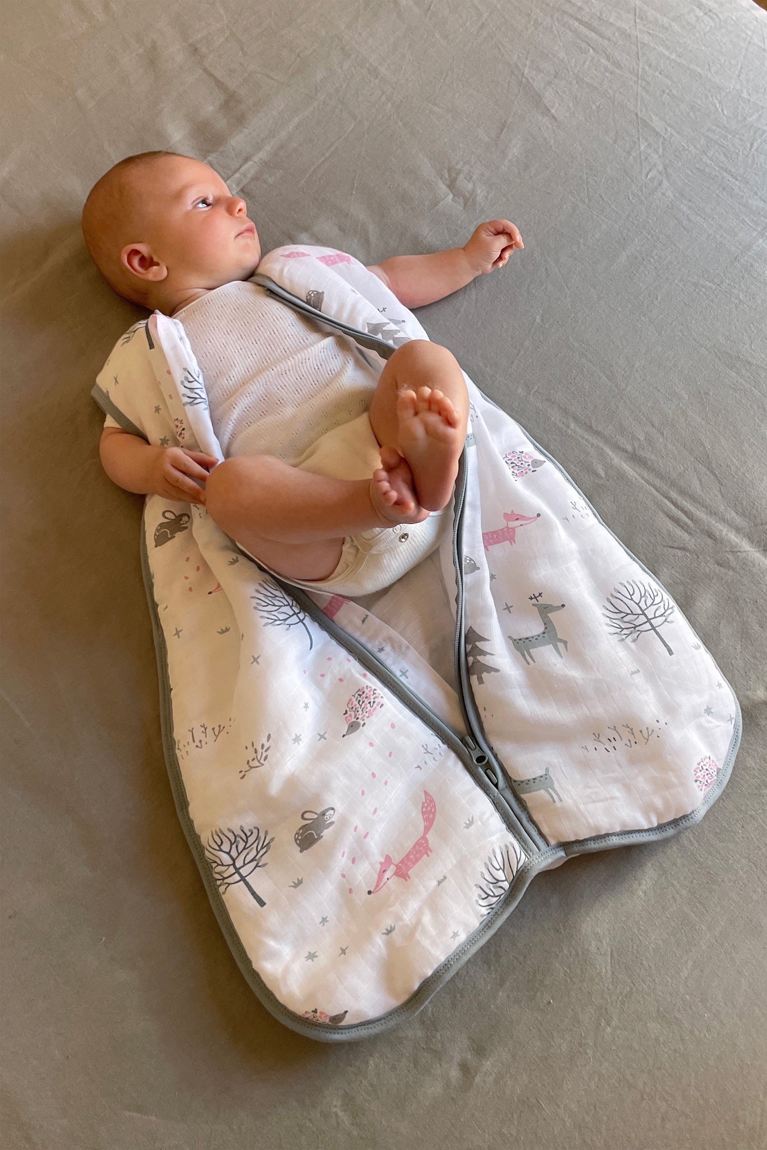 MolisandCo saco de dormir sem pés TOG 2.5 Cotton muslin - Forest