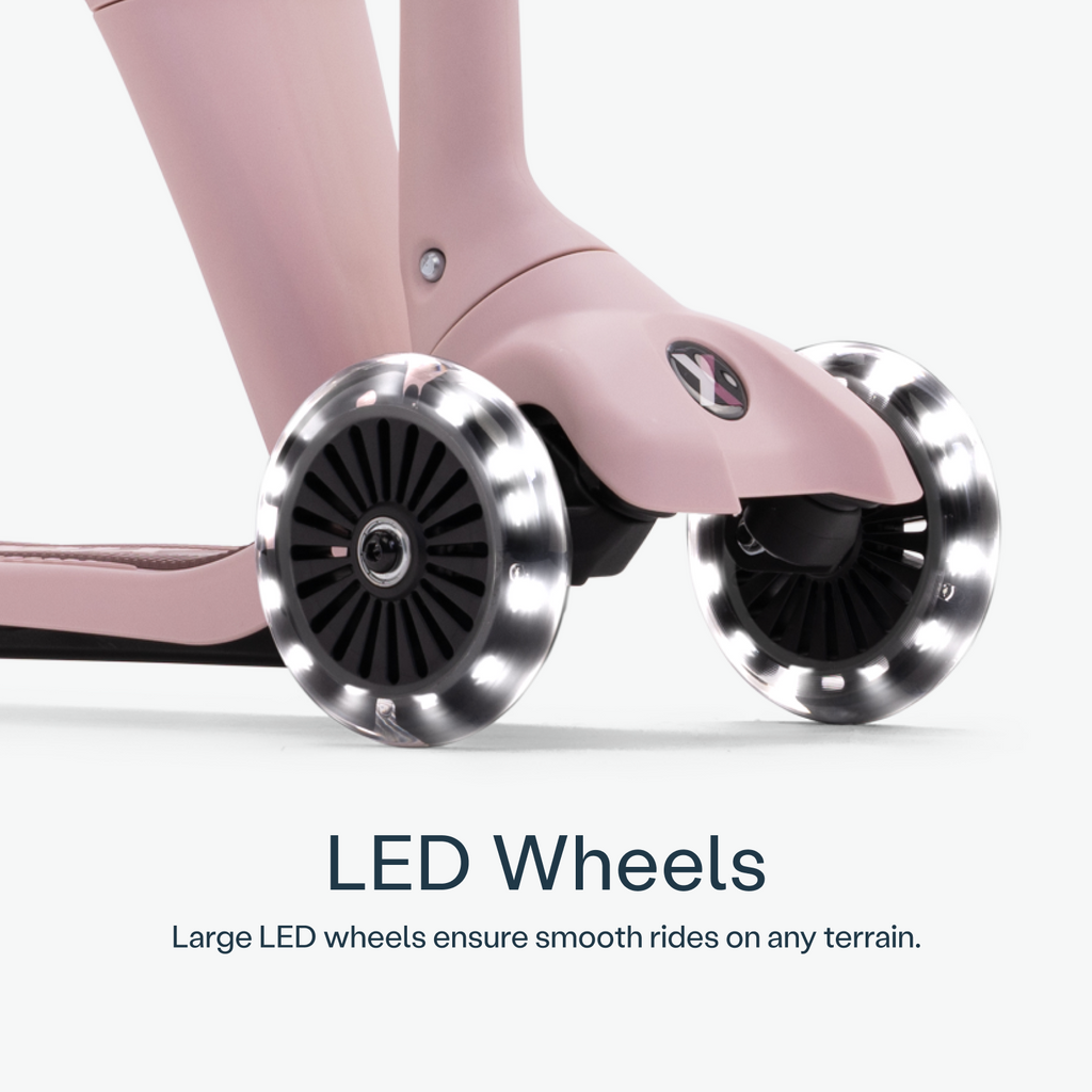Pormenor da roda LED da Smartrike XTEND Mini-Ride Rosa