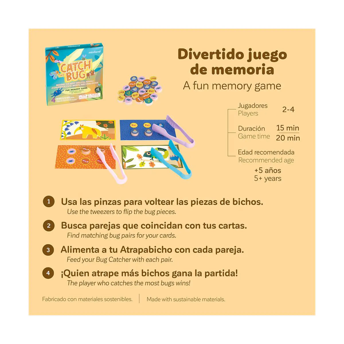 Miniland Catch the Bug - Jogo de motricidade