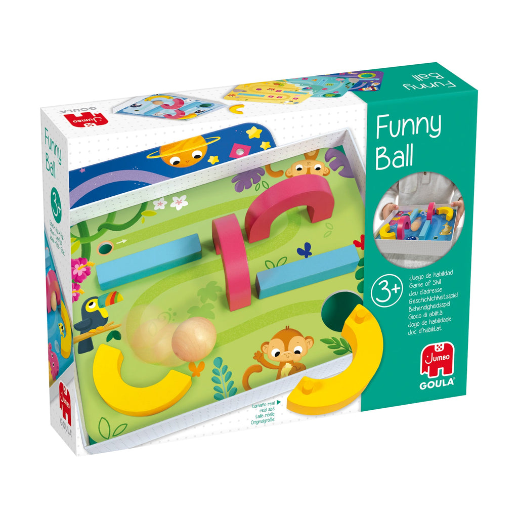 Caixa do Goula Jogo Funny Ball em perspetiva, na embalagem original da marca