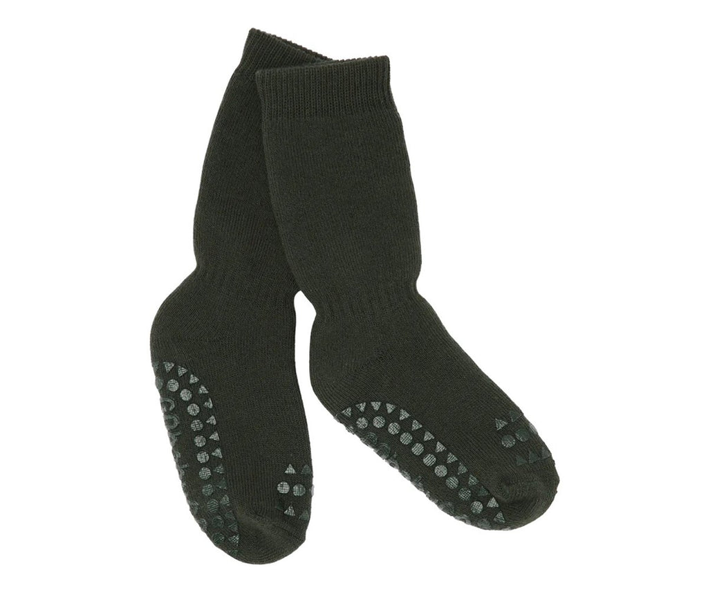 Pack de 3 pares de meias antiderrapantes GoBabyGo em algodão, cor verde floresta, para criança