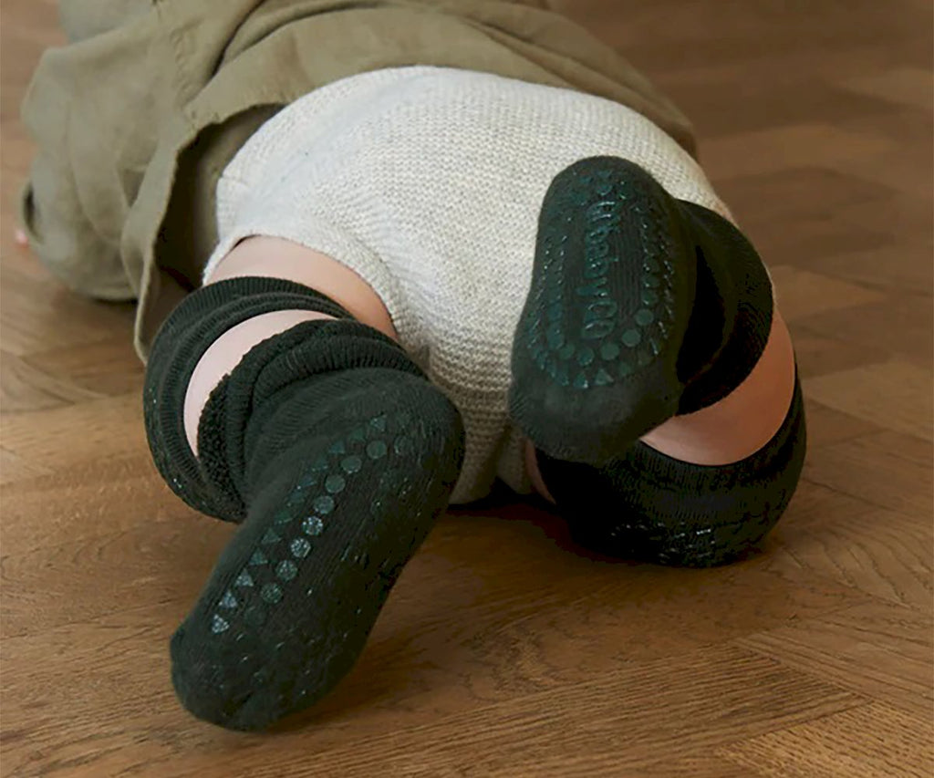 Pack de 3 pares de meias antiderrapantes GoBabyGo em algodão, cor verde floresta, para criança