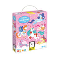 Caixa do Banana Panda Puzzle I Love Unicorns, com design vibrante de unicórnios e detalhes do produto.