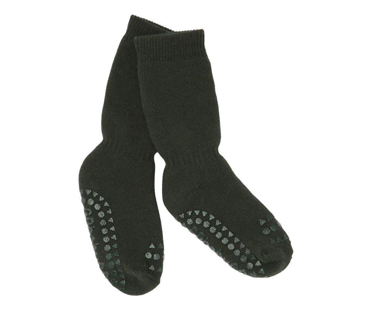 Pack de 3 pares de meias antiderrapantes GoBabyGo em algodão, cor verde floresta, para criança