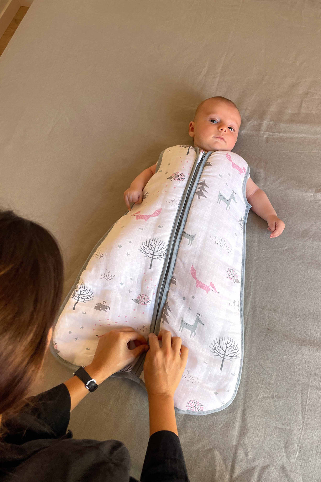 MolisandCo saco de dormir sem pés TOG 2.5 Cotton muslin - Forest