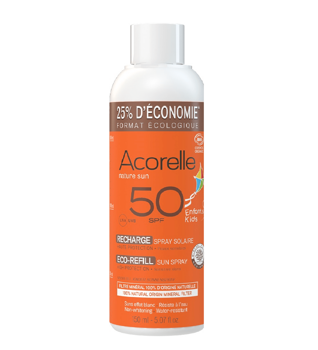 Acorelle Recambio Protector Solar para niños SPF50+ 150ml